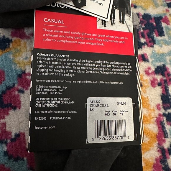 Isotoner Womens Micro Luxe Suede Casual Gloves Size Large Charcoal Classic Warm - Picture 3 of 7